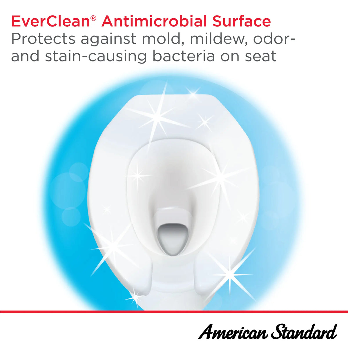 American Standard Commercial Heavy Duty Open Front Elongated Toilet Seat with EverClean Surface and Self-sustaining Hinges - details