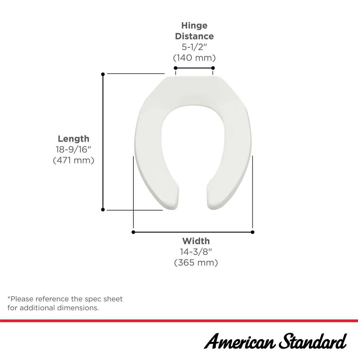American Standard Commercial Heavy Duty Open Front Elongated Toilet Seat with EverClean Surface - details
