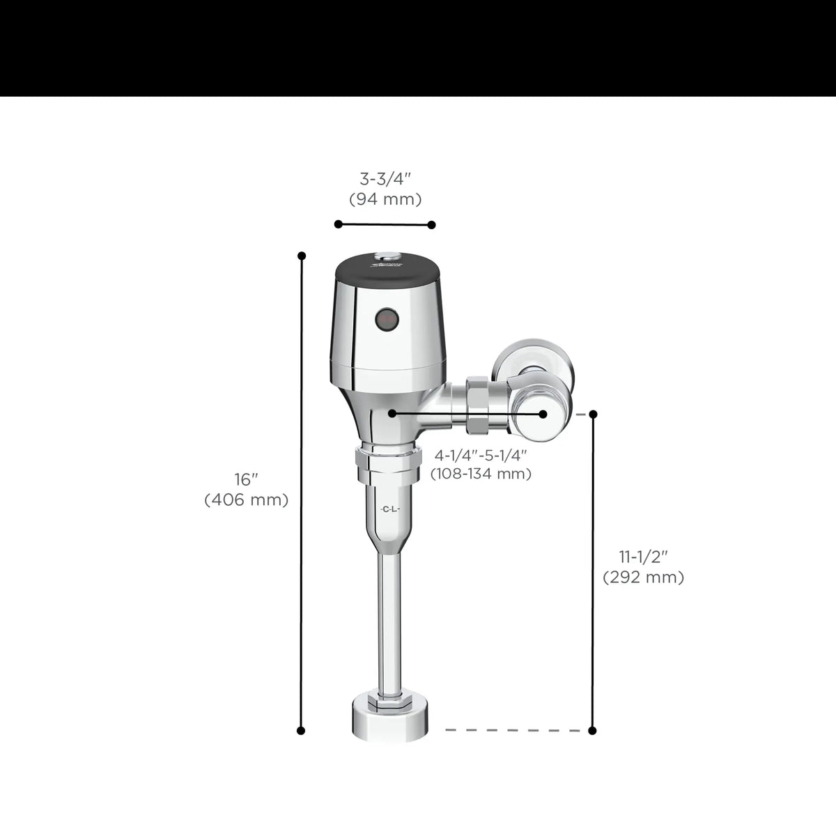 American Standard Ultima Selectronic Exposed Urinal Flush Valve, Diaphragm Type, Base Model, 0.125 gpf/0.5 Lpf - details