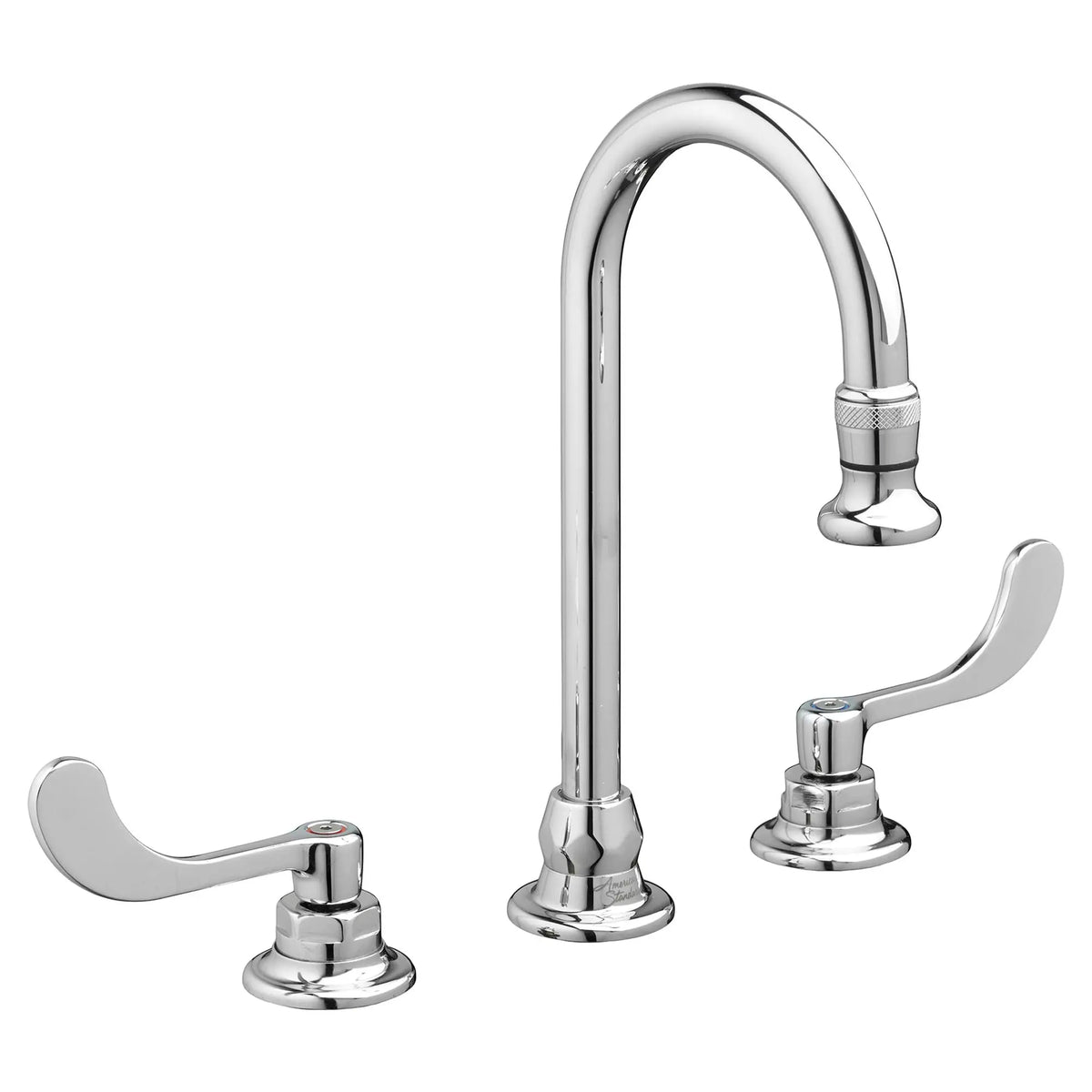 American Standard Monterrey 8-Inch Widespread Gooseneck Faucet With Wrist Blade Handles 1.5 gpm/5.7 Lpm Rose Spray - Polished Chrome
