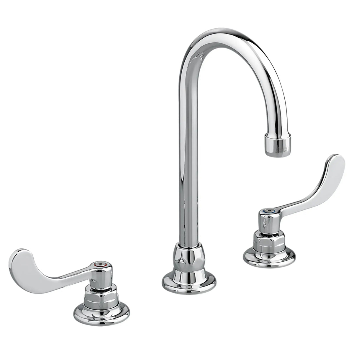 American Standard Monterrey 8-Inch Widespread Gooseneck Faucet With Wrist Blade Handles 1.5 gpm/5.7 Lpm With 3rd Water Inlet - Polished Chrome