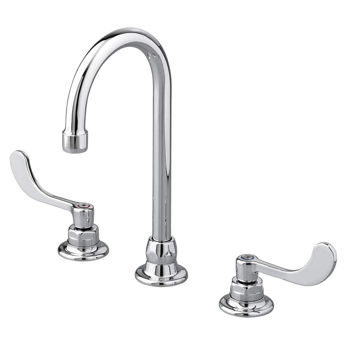 American Standard Monterrey 8-Inch Widespread Gooseneck Faucet With Wrist Blade Handles 0.35 gpm/1.3 Lpm - Polished Chrome