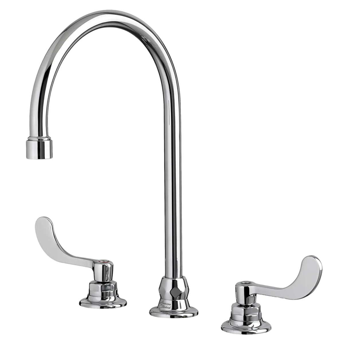 American Standard Monterrey 8-Inch Widespread 8-inch Reach Gooseneck Faucet With Wrist Blade Handles 1.5 gpm/5.7 Lpm - Polished Chrome