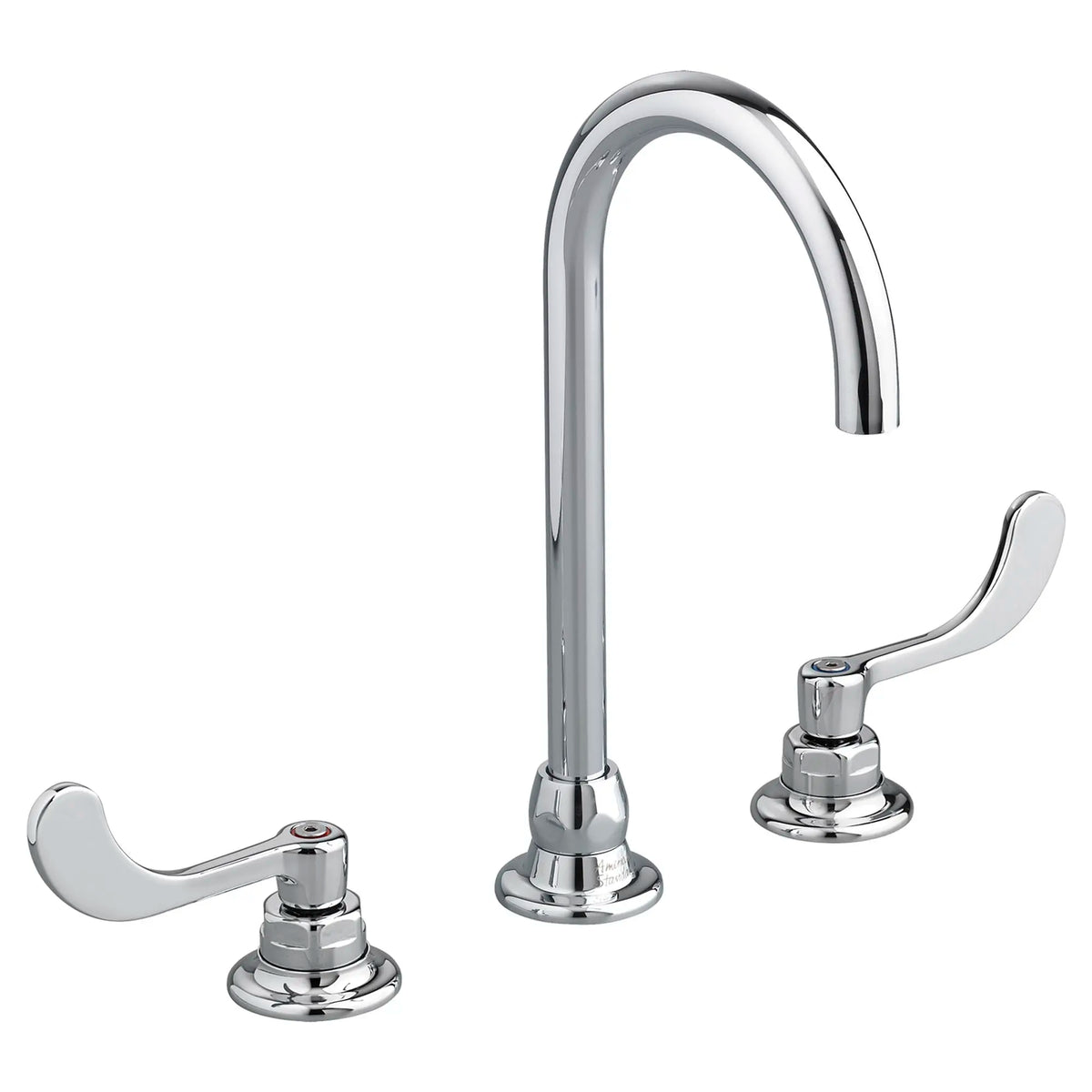 American Standard Monterrey 8-inch Widespread Gooseneck Faucet With Wrist Blade Handles 1.5 gpm/5.7 Lpm Laminar Flow in Spout Base - Polished Chrome