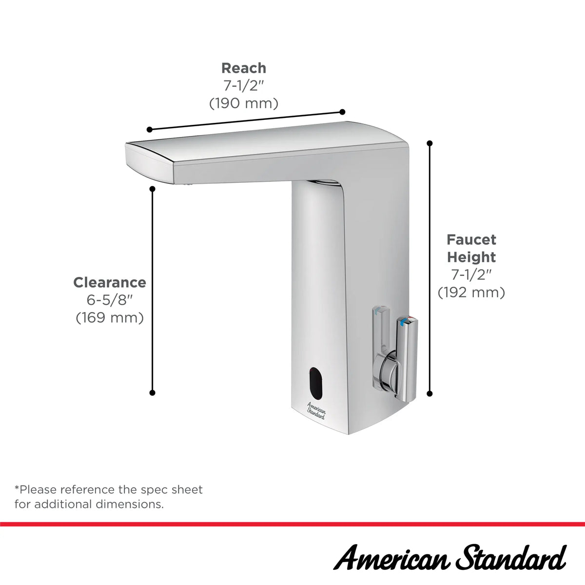 American Standard Paradigm Selectronic Touchless Faucet, Battery-Powered With Above-Deck Mixing, 0.35 gpm/1.3 Lpm - details