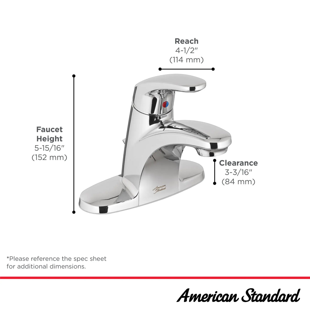 American Standard Colony PRO 4-Inch Centerset Single-Handle Bathroom Faucet 1.2 gpm/4.5 Lpm Less Drain With Lever Handle - details