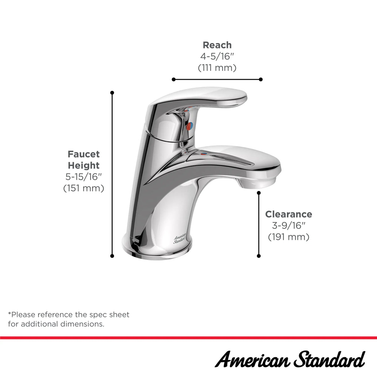 American Standard Colony PRO Single Hole Single-Handle Bathroom Faucet 1.2 gpm/4.5 Lpm Less Drain With Lever Handle - details