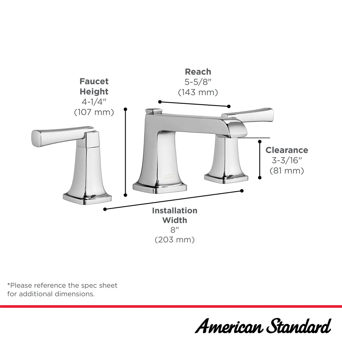 American Standard Townsend 8-Inch Widespread 2-Handle Bathroom Faucet 1.2 gpm/4.5 L/min With Lever Handles - details