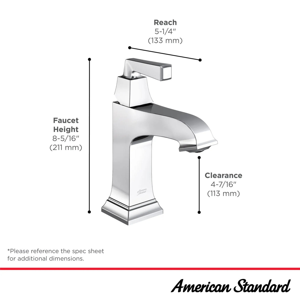 American Standard Town Square S Single Hole Single-Handle Bathroom Faucet 1.2 gpm/4.5 L/min With Lever Handle - details