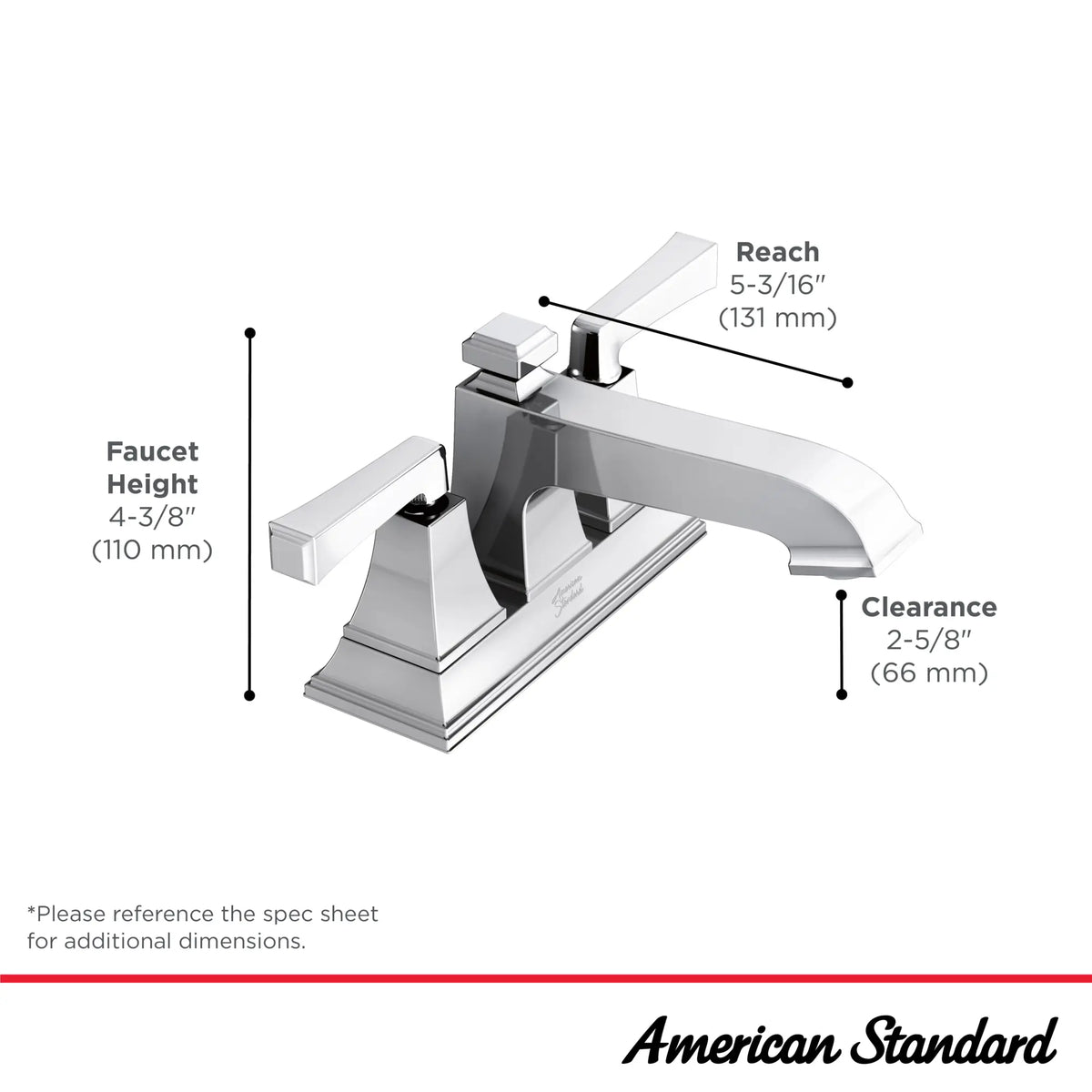 American Standard Town Square S 4-Inch Centerset 2-Handle Bathroom Faucet 1.2 gpm/4.5 L/min With Lever Handles - details