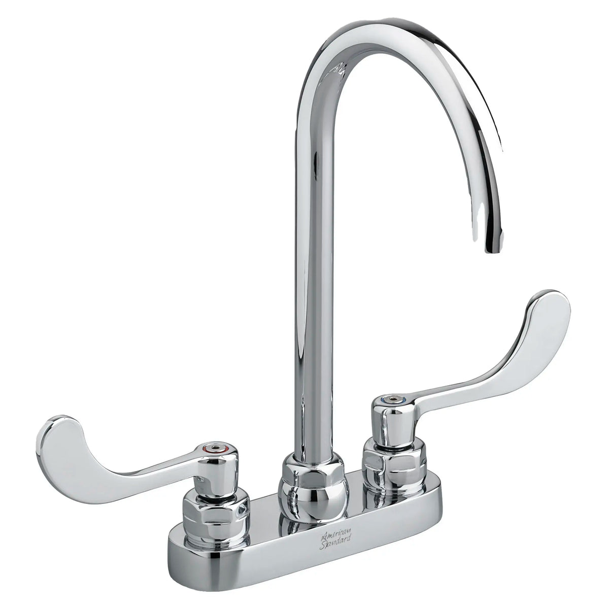 American Standard Monterrey 4-Inch Centerset Gooseneck Faucet With Wrist Blade Handles 1.5 gpm/5.7 Lpm Laminar Flow in Spout Base - Polished Chrome
