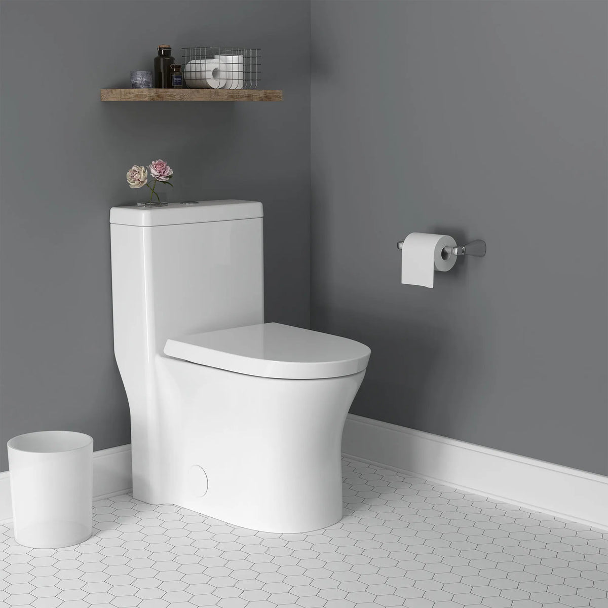 American Standard Cosette One-Piece Dual Flush 1.28 gpf/4.8 Lpf and 0.92 gpf/3.5 Lpf Standard Height Elongated Complete Toilet With Seat - details