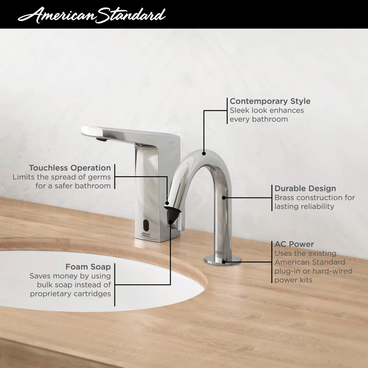 American Standard Touchless Sensor-Operated Foam Soap Dispenser, Base Model - details