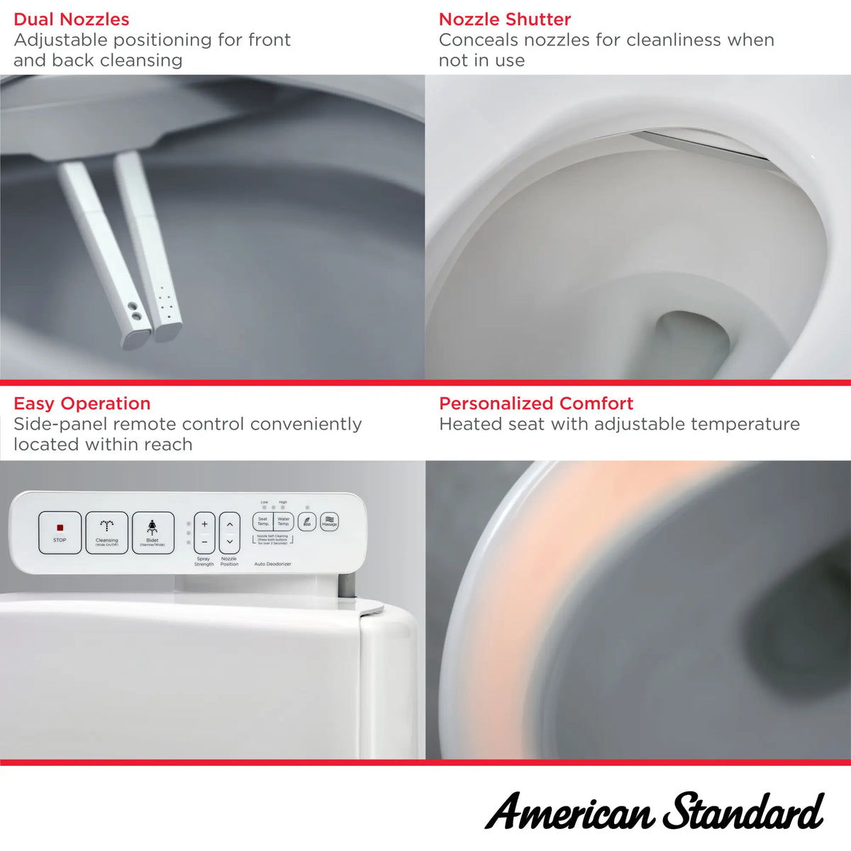 American Standard Advanced Clean 1.0 Electric SpaLet Bidet Seat With Side Panel Operation - details