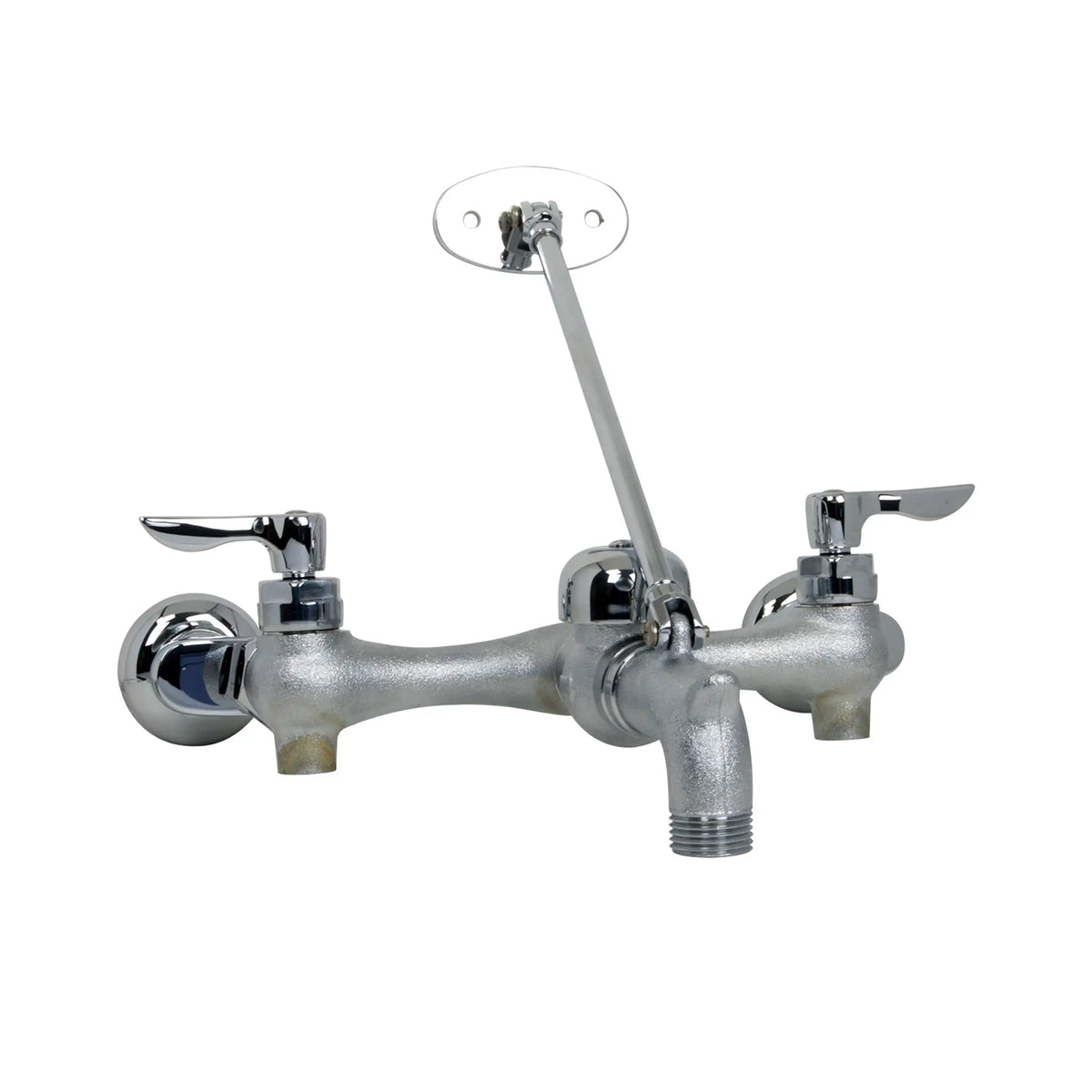 American Standard Top Brace Wall-Mount Service Sink Faucet With 6-Inch Vacuum Breaker Spout and Offset Shanks - Rough Chrome