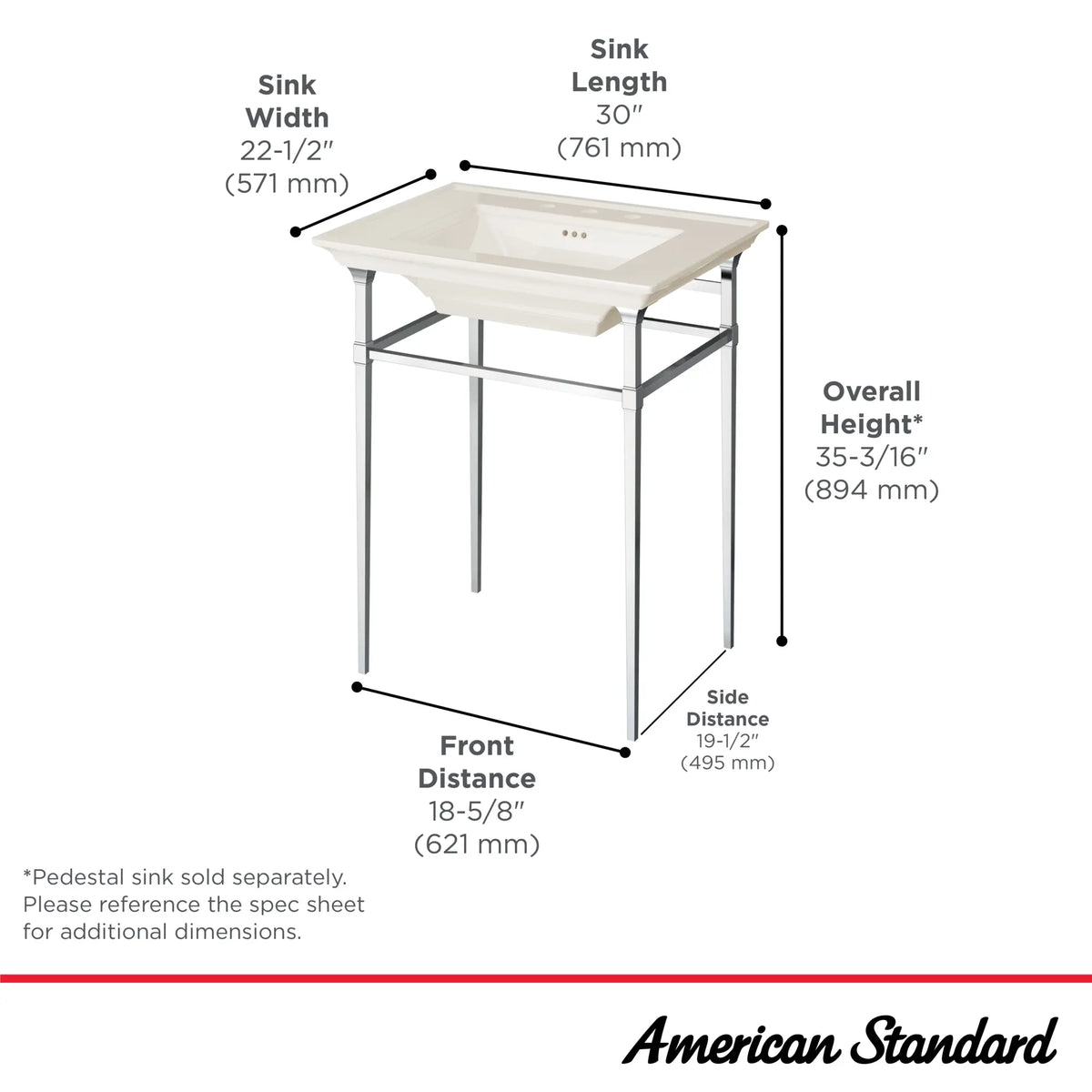 American Standard Town Square S Console Table 8721000 - details