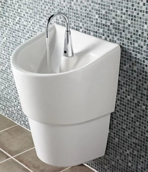 American Standard Infection Control Wall-Hung EverClean Sink with Shroud, A-M Drain and A-M P-Trap - details