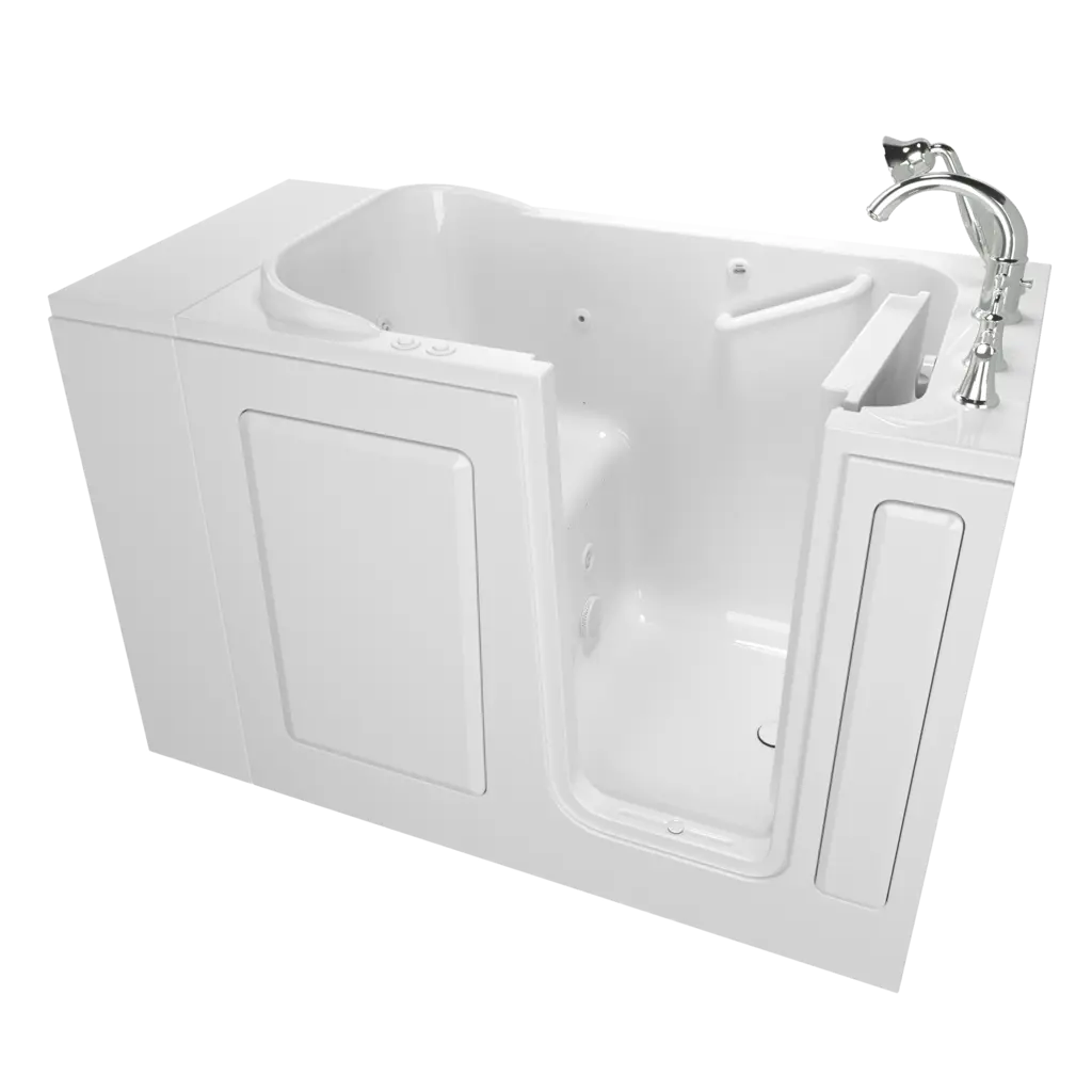 American Standard Gelcoat Value Series 28 x 48-Inch Walk-in Tub With Combination Air Spa and Whirlpool Systems - Right-Hand Drain With Faucet - White