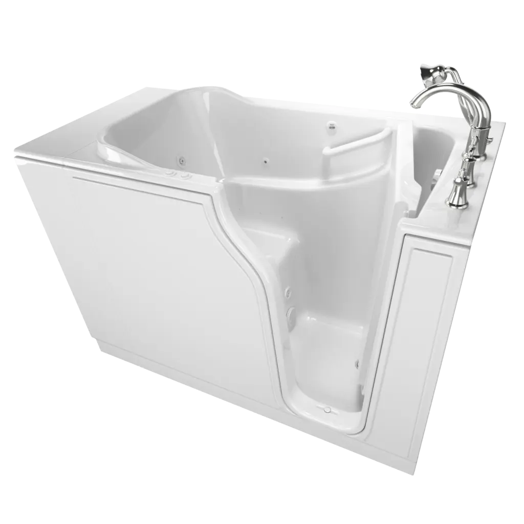 American Standard Gelcoat Value Series 30 x 52-Inch Walk-in Tub With Combination Air Spa and Whirlpool Systems - Right-Hand Drain With Faucet - White