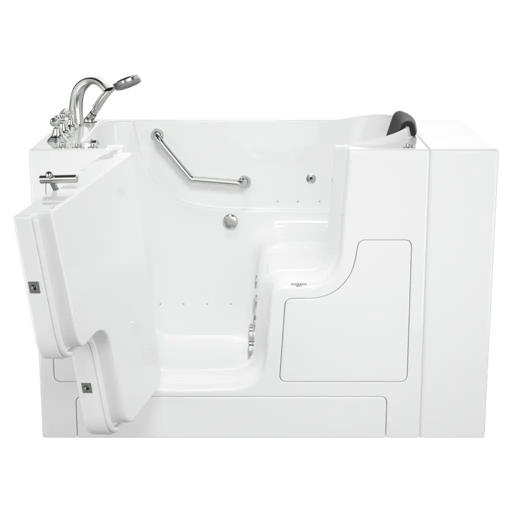 American Standard Gelcoat Premium Series 30 x 52-Inch Walk-in Tub With Combination Air Spa and Whirlpool Systems - Left-Hand Drain With Faucet - White