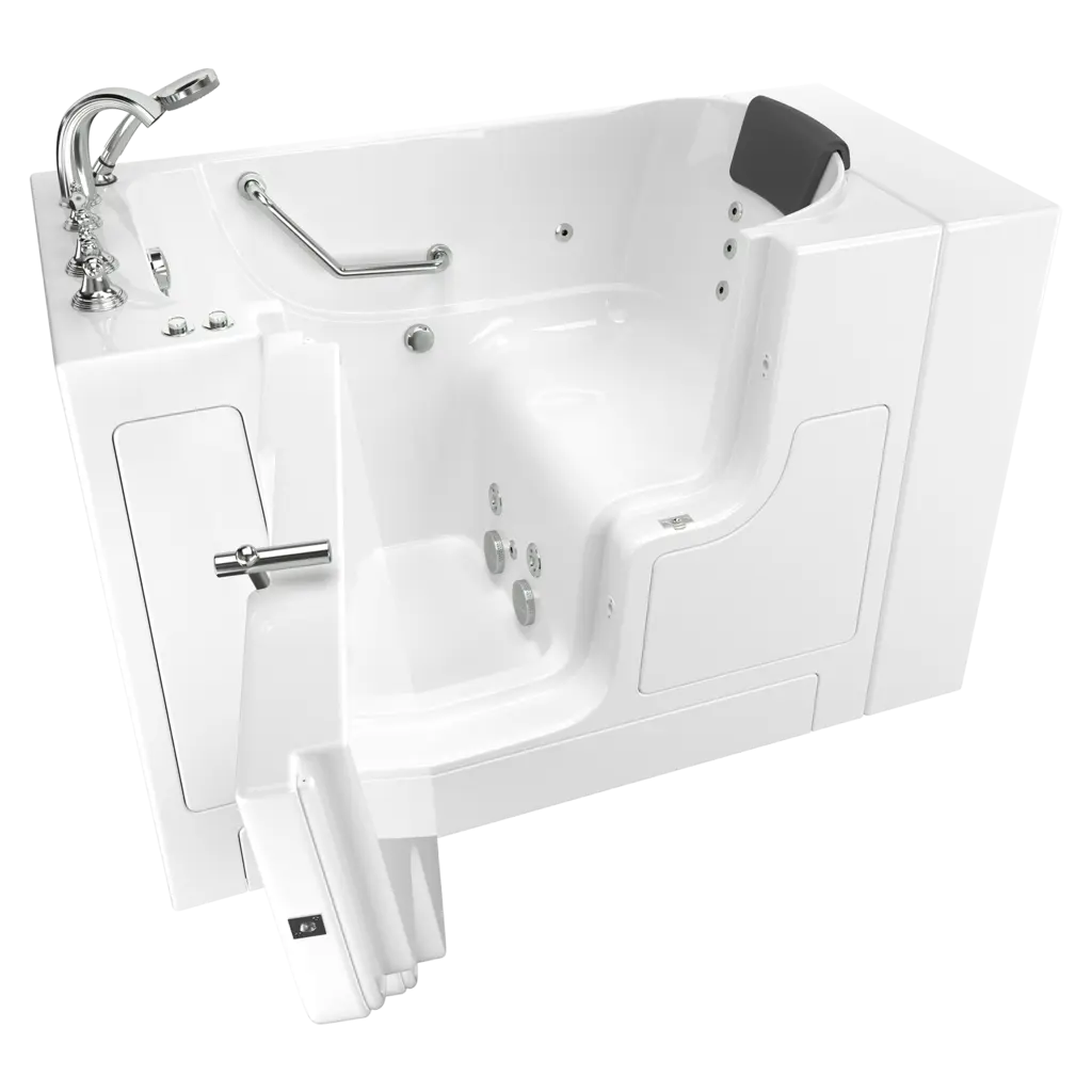 American Standard Gelcoat Premium Series 30 x 52-Inch Walk-in Tub With Whirlpool System - Left-Hand Drain With Faucet - White