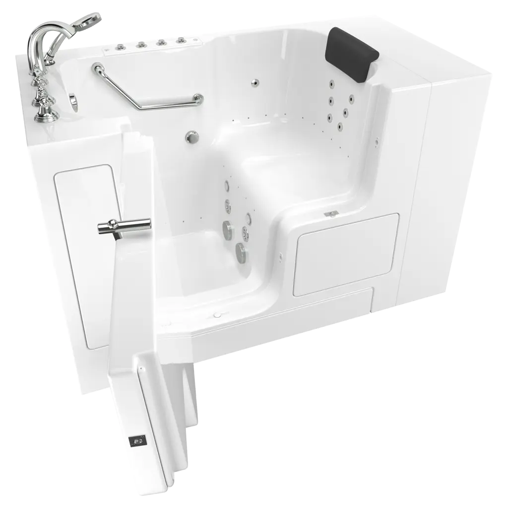 American Standard Gelcoat Premium Series 32 x 52-Inch Walk-in Tub With Combination Air Spa and Whirlpool Systems - Left-Hand Drain With Faucet - White