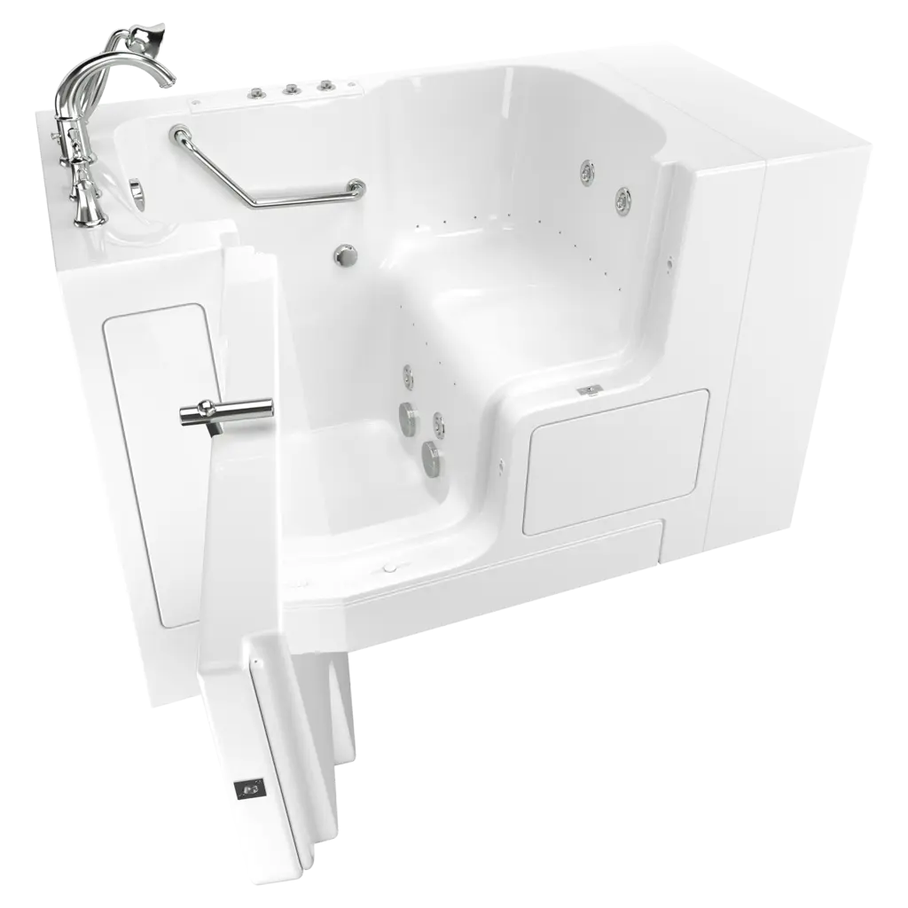 American Standard Gelcoat Value Series 32 x 52-Inch Walk-in Tub With Combination Air Spa and Whirlpool Systems - Left-Hand Drain With Faucet - White