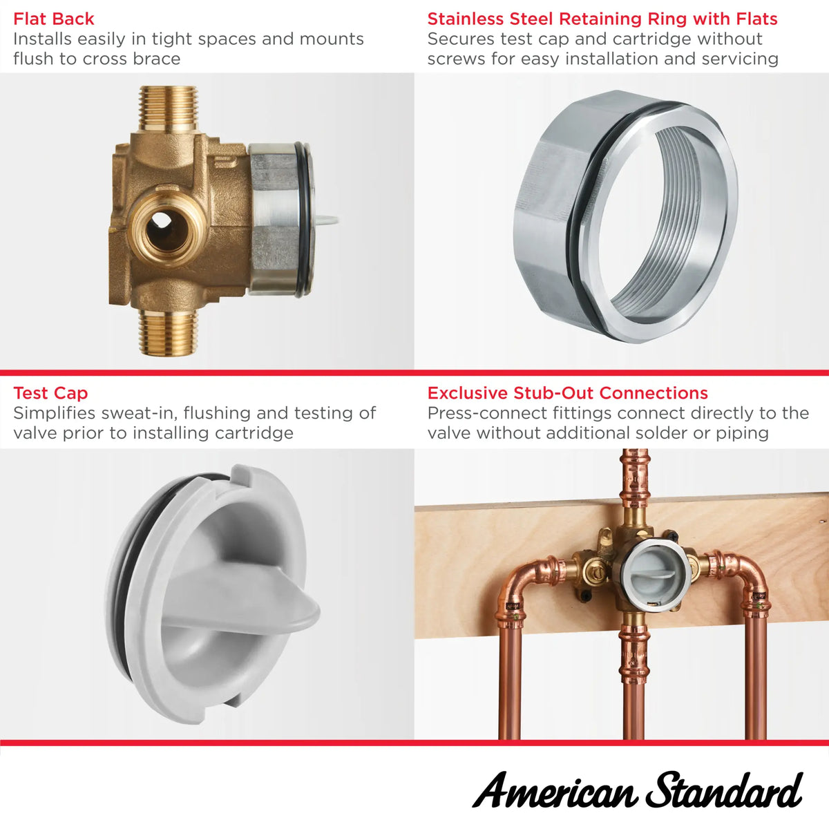American Standard Flash Shower Rough-In Valve With Stub-Outs - details