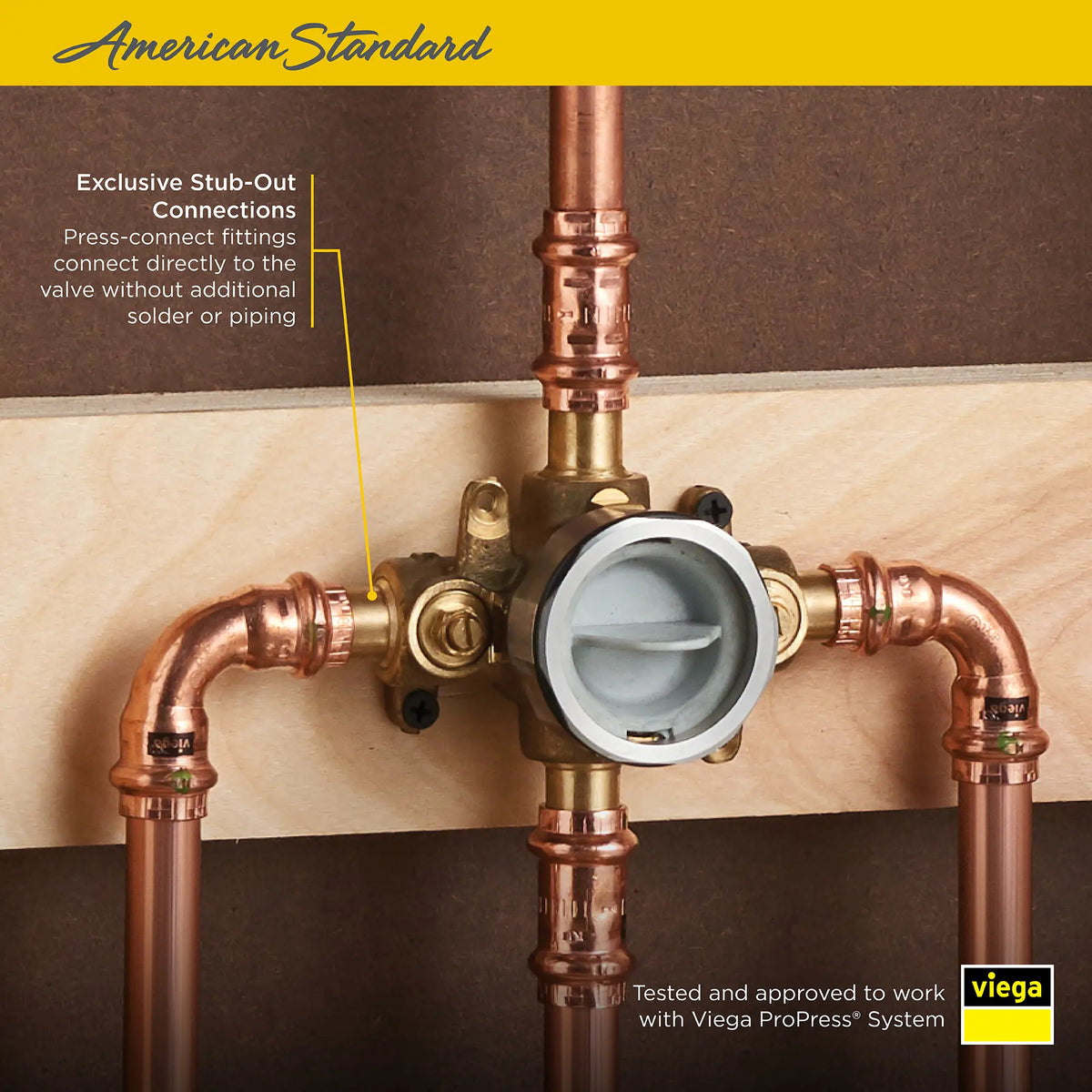 American Standard Flash Shower Rough-In Valve With Stub-Outs With Screwdriver Stops - details