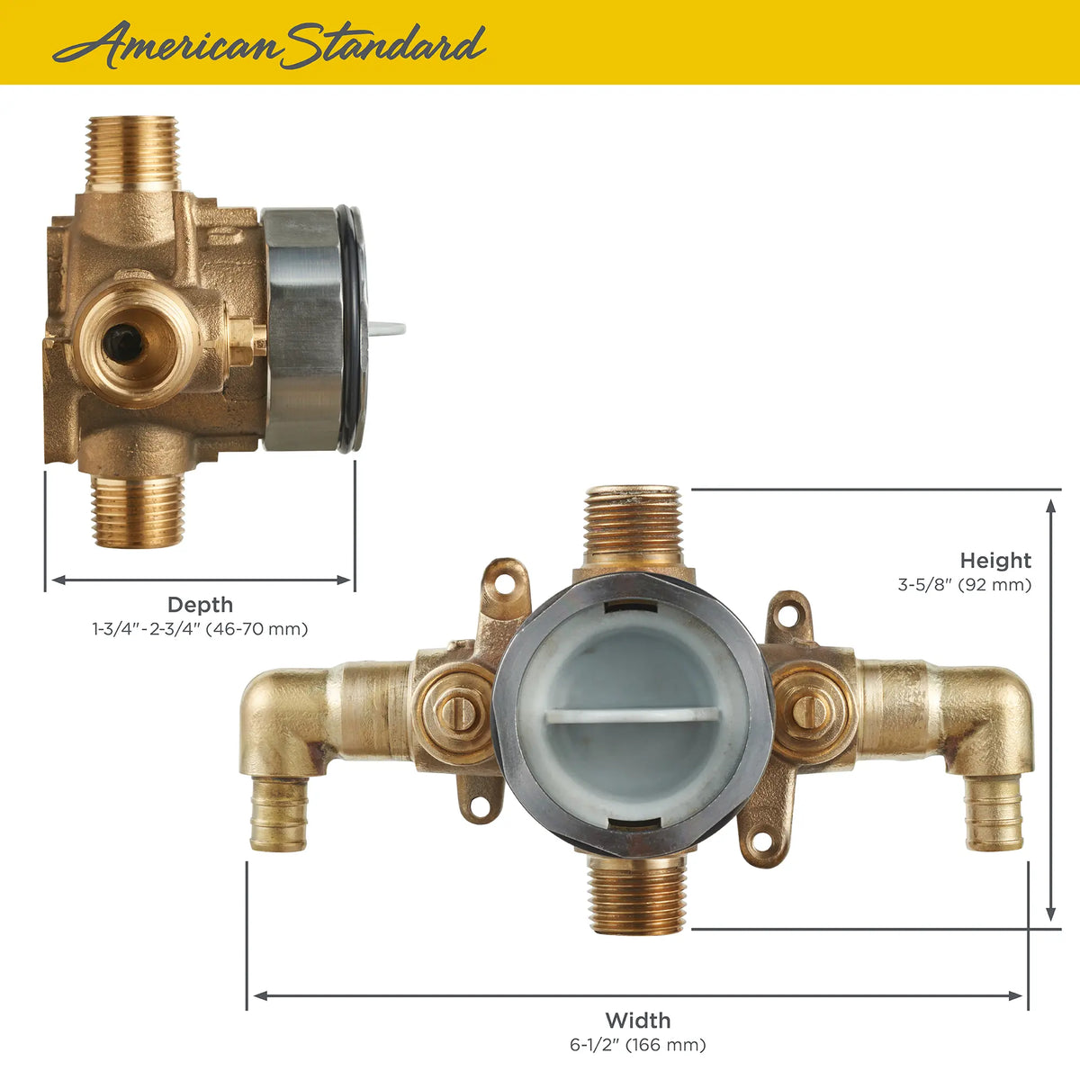 American Standard Flash Shower Rough-In Valve With PEX Inlet Elbows/Universal Outlets With Screwdriver Stops for Crimp Ring System - details