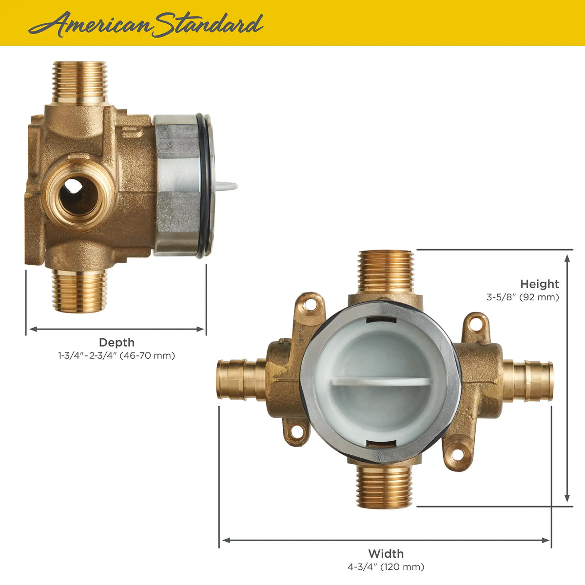 American Standard Flash Shower Rough-In Valve With PEX Inlets/Universal Outlets for Cold Expansion System - details