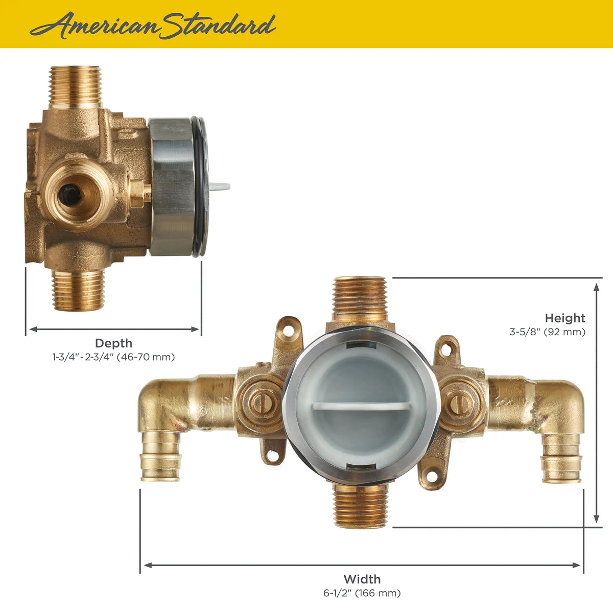 American Standard Flash Shower Rough-In Valve With PRX Inlet Elbows/Universal Outlets With Screwdriver Stops for Cold Expansion System - details
