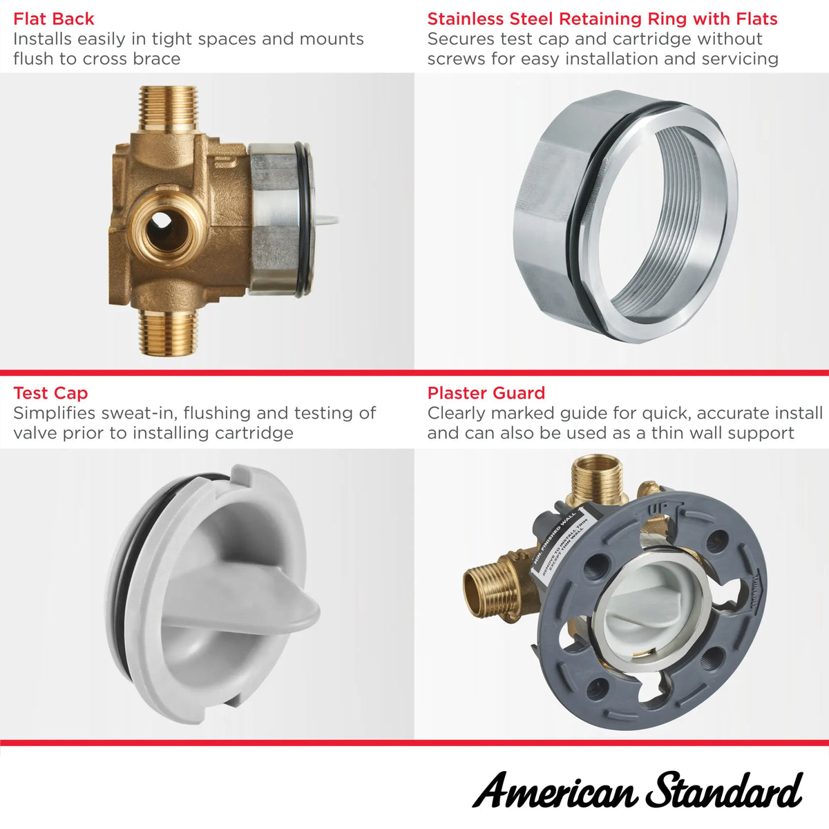 American Standard Flash Shower Rough-In Valve With PEX Inlets/Universal Outlets With Screwdriver Stops for Cold Expansion System - details