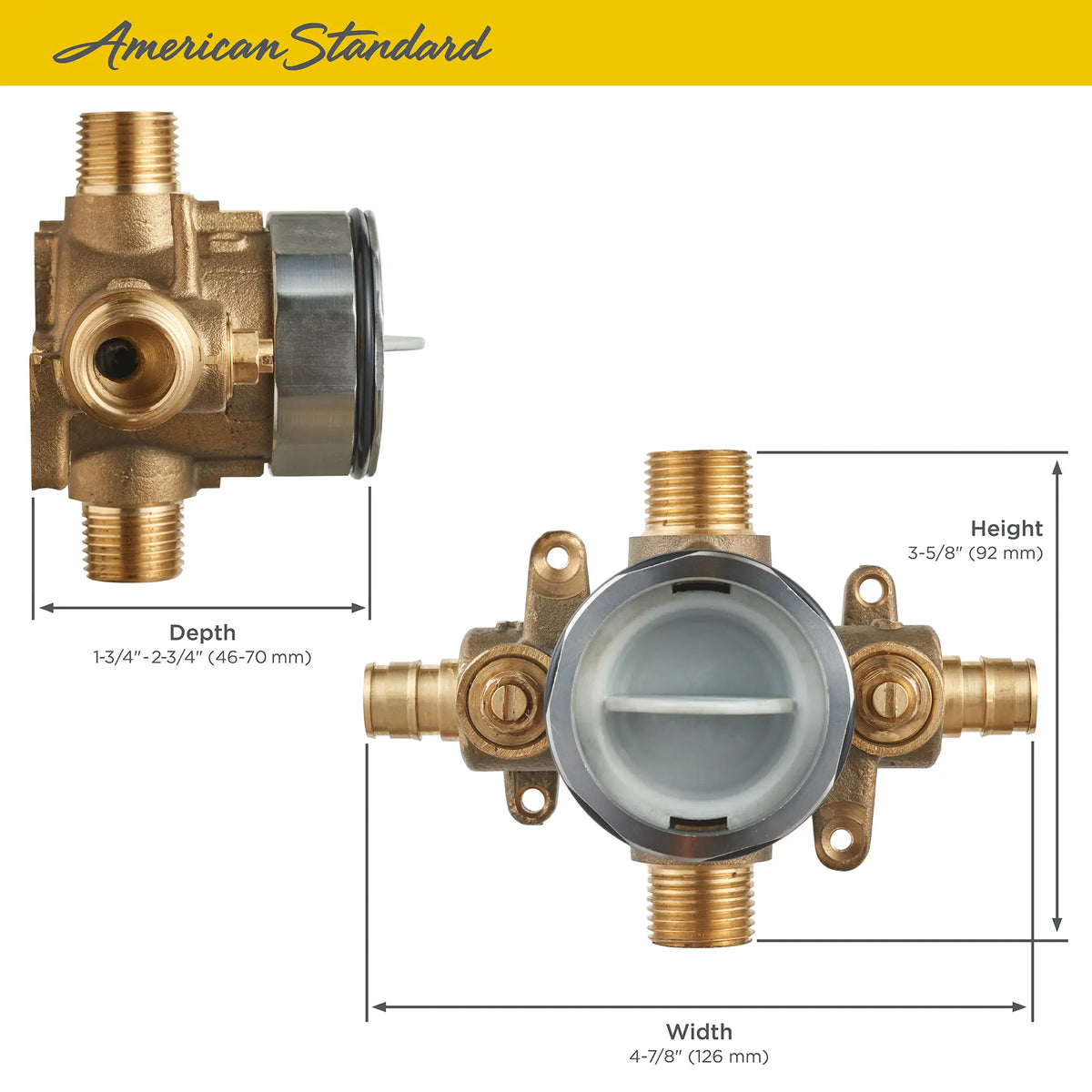 American Standard Flash Shower Rough-In Valve With PEX Inlets/Universal Outlets With Screwdriver Stops for Cold Expansion System - details