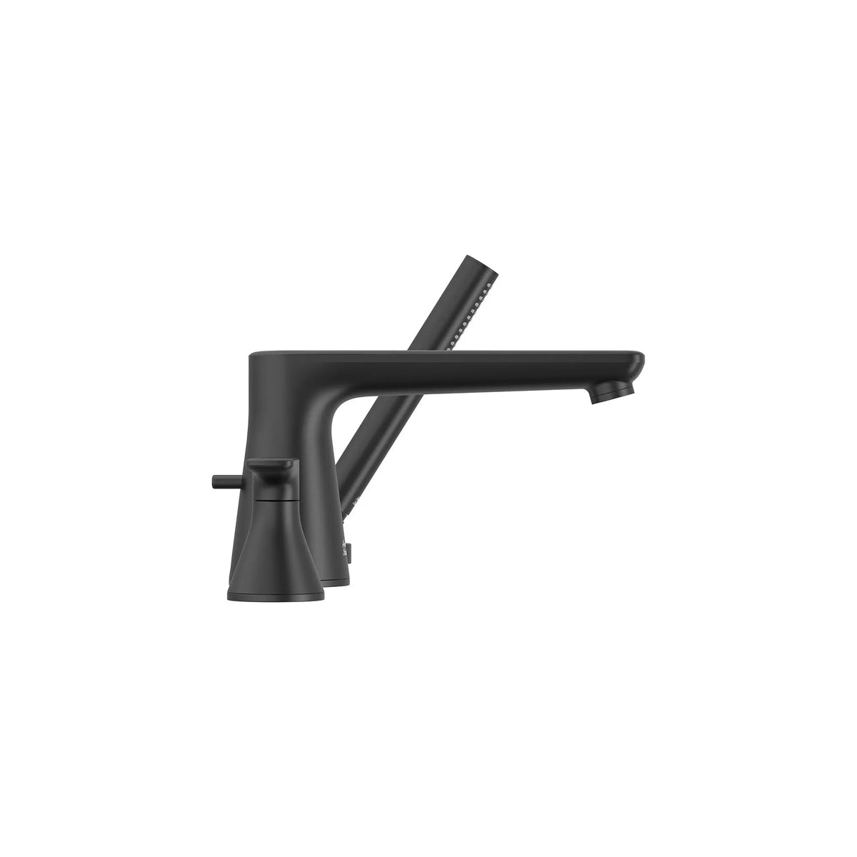 American Standard Aspirations 4-Hole 2-Handle Deck Mount Roman Tub Faucet With Lever Handles and Personal Shower - Matte Black