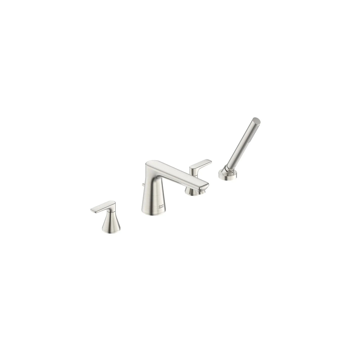 American Standard Aspirations 4-Hole 2-Handle Deck Mount Roman Tub Faucet With Lever Handles and Personal Shower - Brushed Nickel