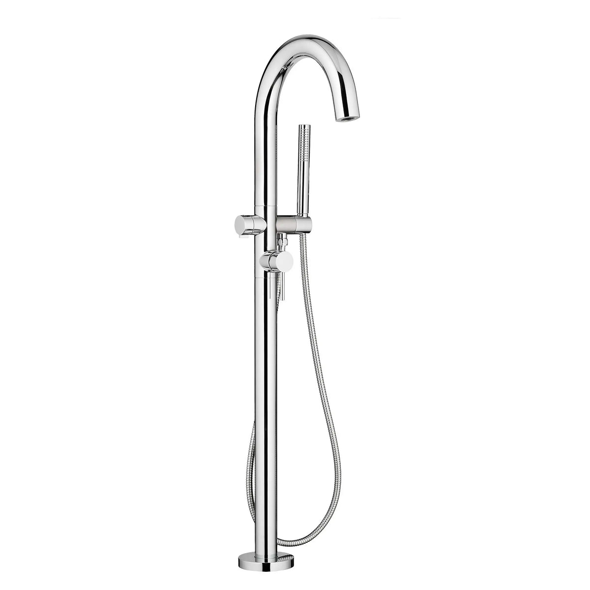 American Standard Contemporary Round Freestanding Bathtub With Lever Handle Faucet for Flash Rough-In Valve - Polished Chrome