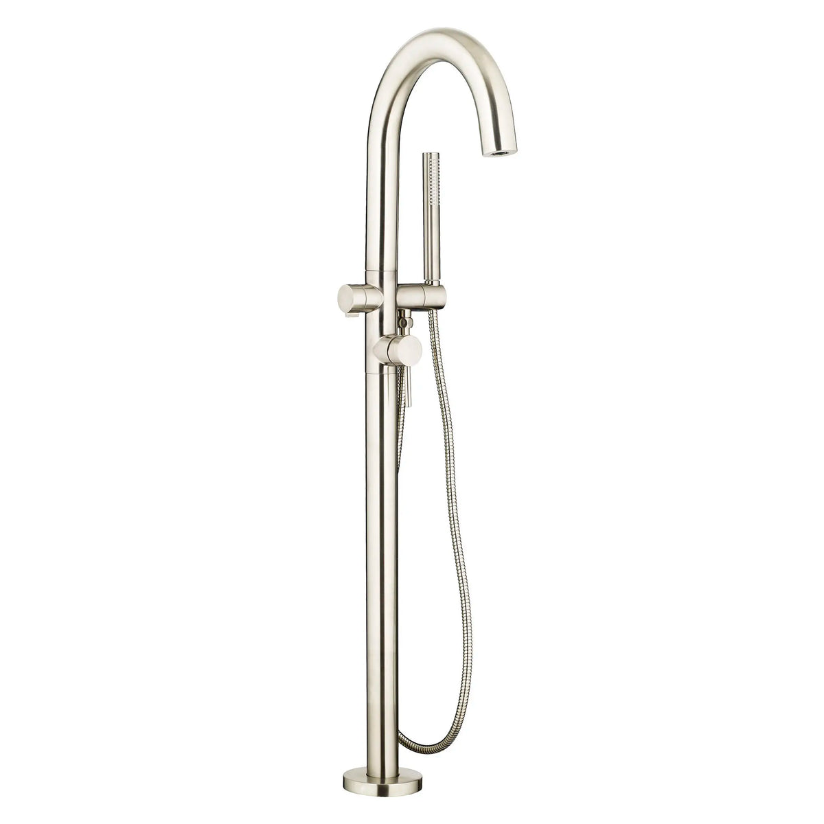 American Standard Contemporary Round Freestanding Bathtub With Lever Handle Faucet for Flash Rough-In Valve - Brushed Nickel
