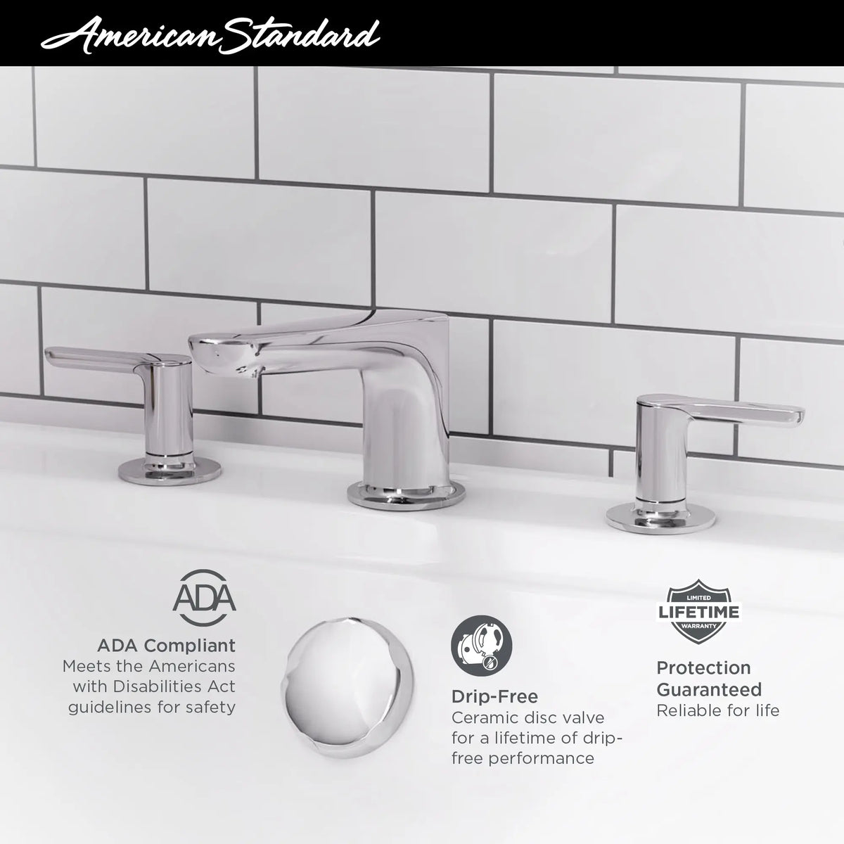 American Standard Studio S Bathtub Faucet With Lever Handles for Flash Rough-In Valve - details