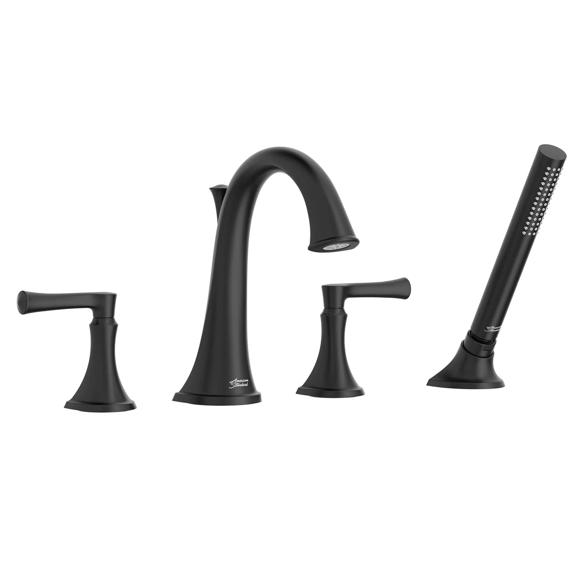 American Standard Estate Bathtub Faucet With Personal Shower for Flash Rough-In Valve With Lever Handles - Matte Black
