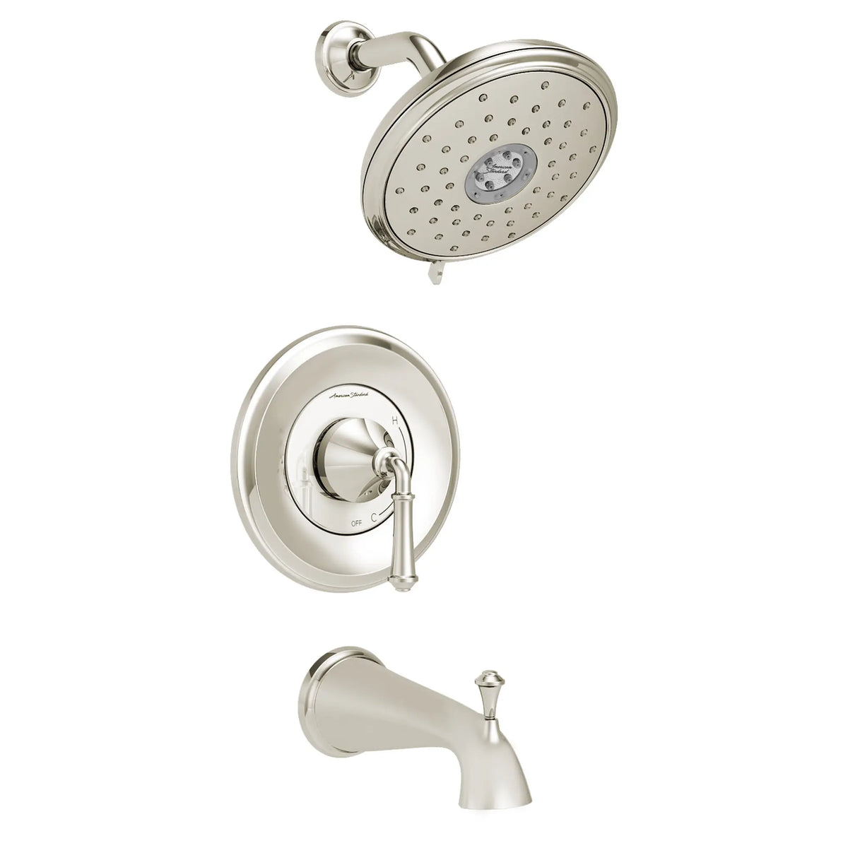American Standard Delancey 1.8 gpm/6.8 L/min Tub and Shower Trim Kit With Water-Saving 4-Function Showerhead and Lever Handle - Polished Nickel