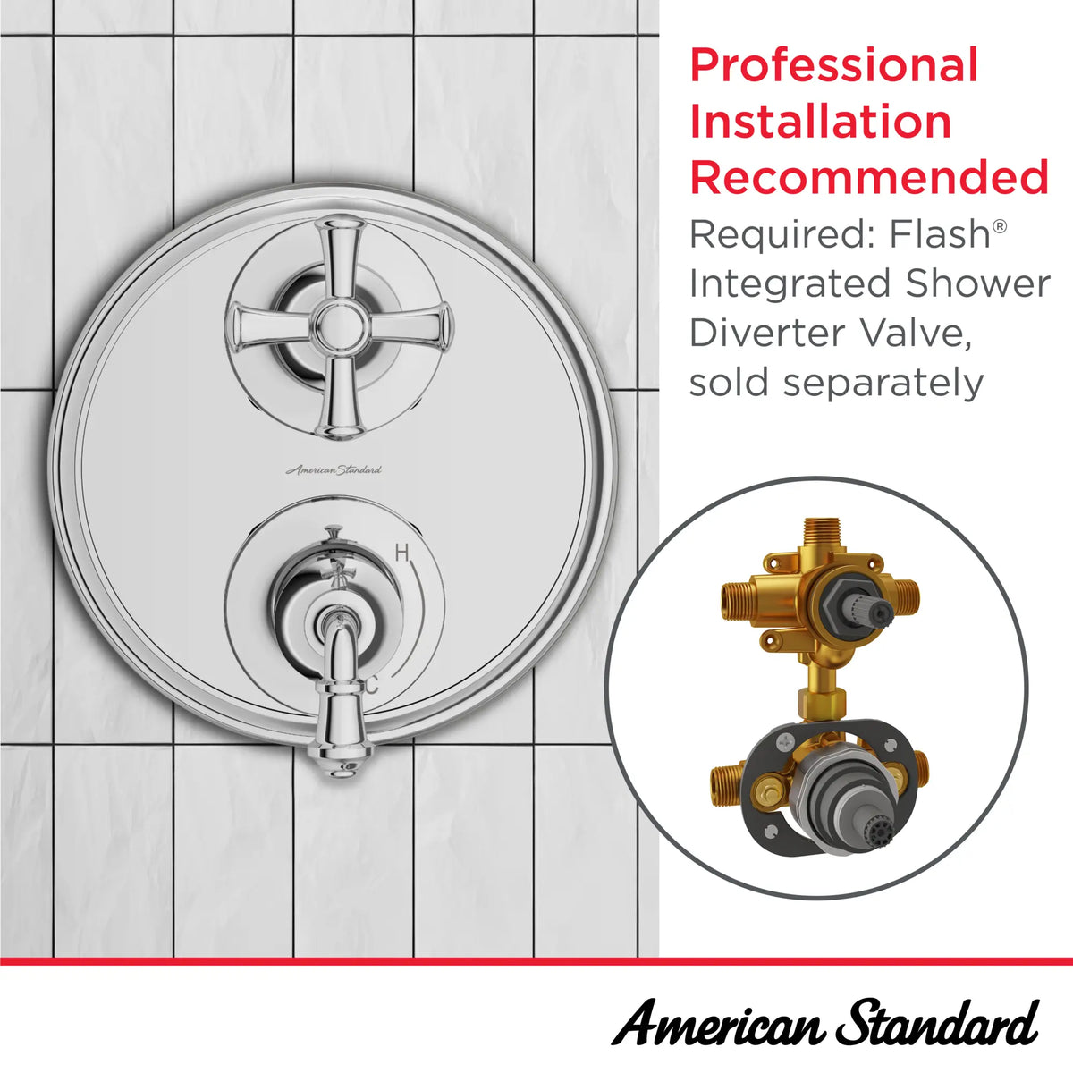 American Standard Delancey 2-Handle Integrated Shower Diverter Trim Only - details