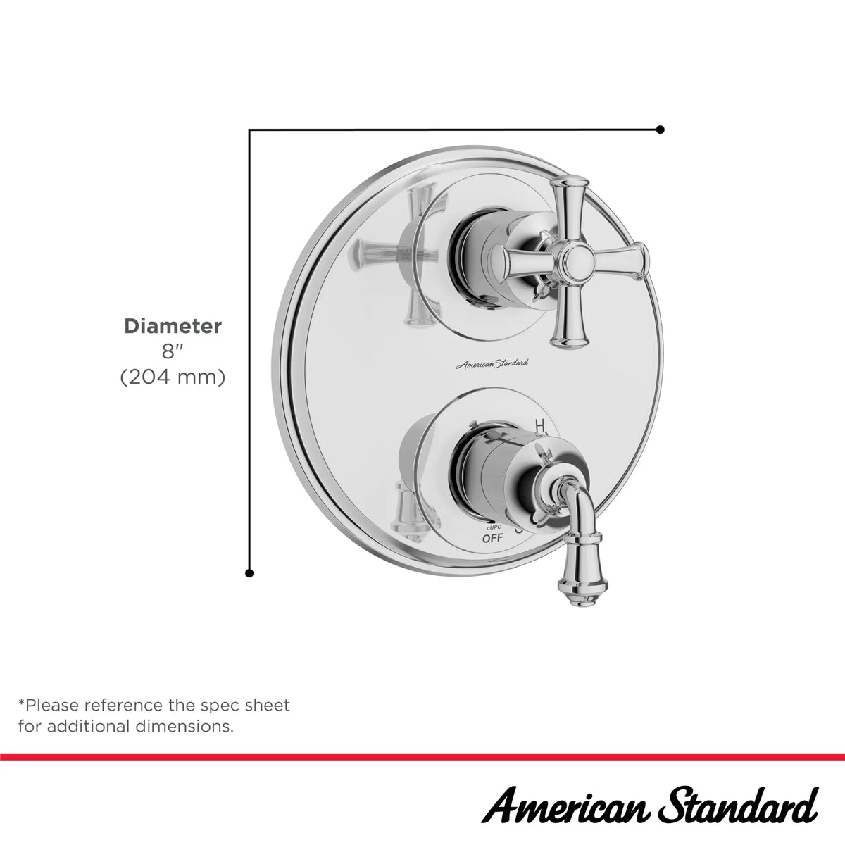 American Standard Delancey 2-Handle Integrated Shower Diverter Trim Only - details