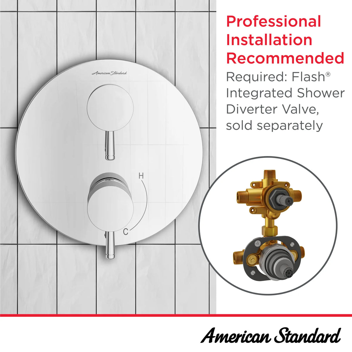 American Standard Serin 2-Handle Integrated Shower Diverter Trim Only - details