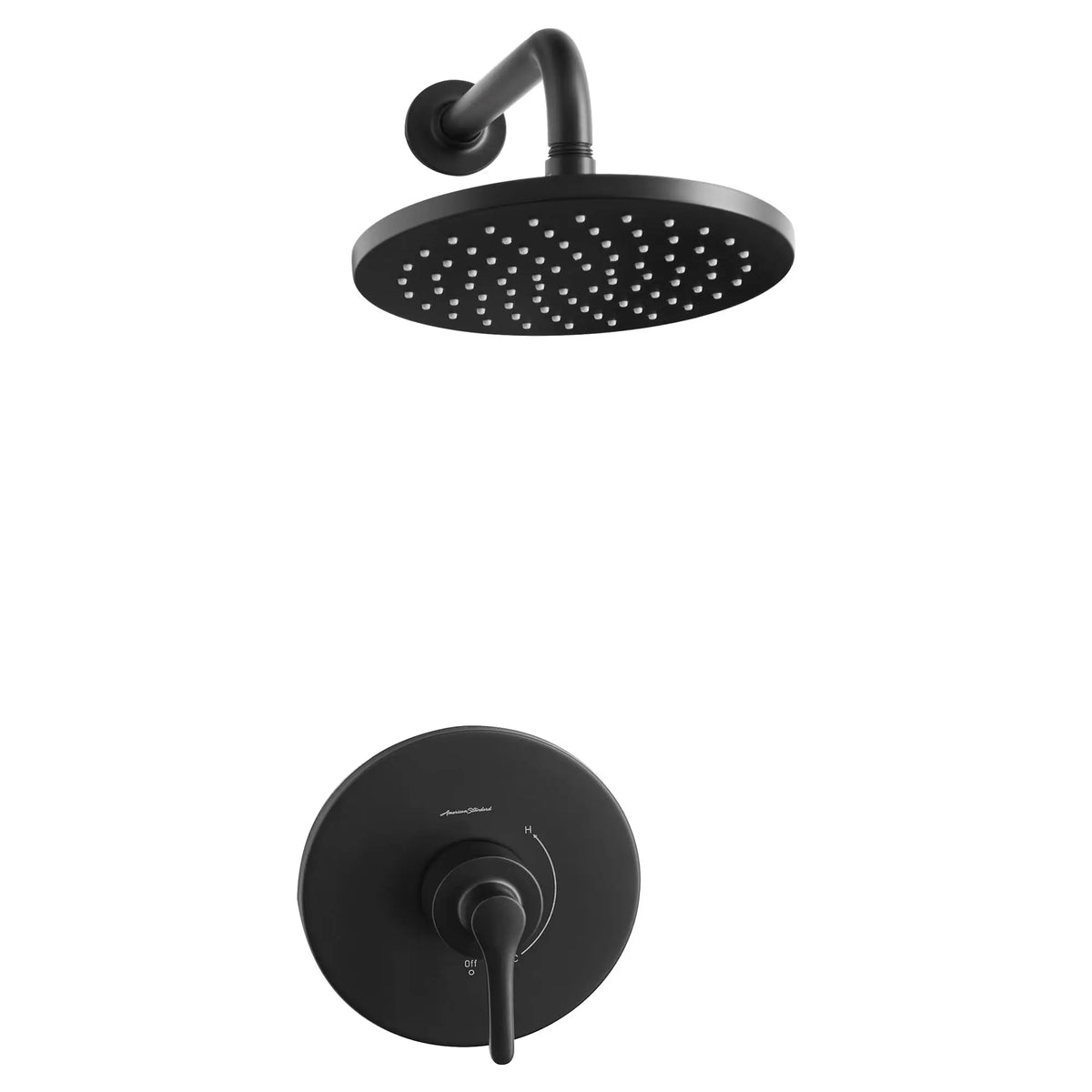 American Standard Studio S 1.8 gpm/6.8 L/min Shower Trim Kit With Rain Showerhead, Double Ceramic Pressure Balance Cartridge With Lever Handle - Matte Black
