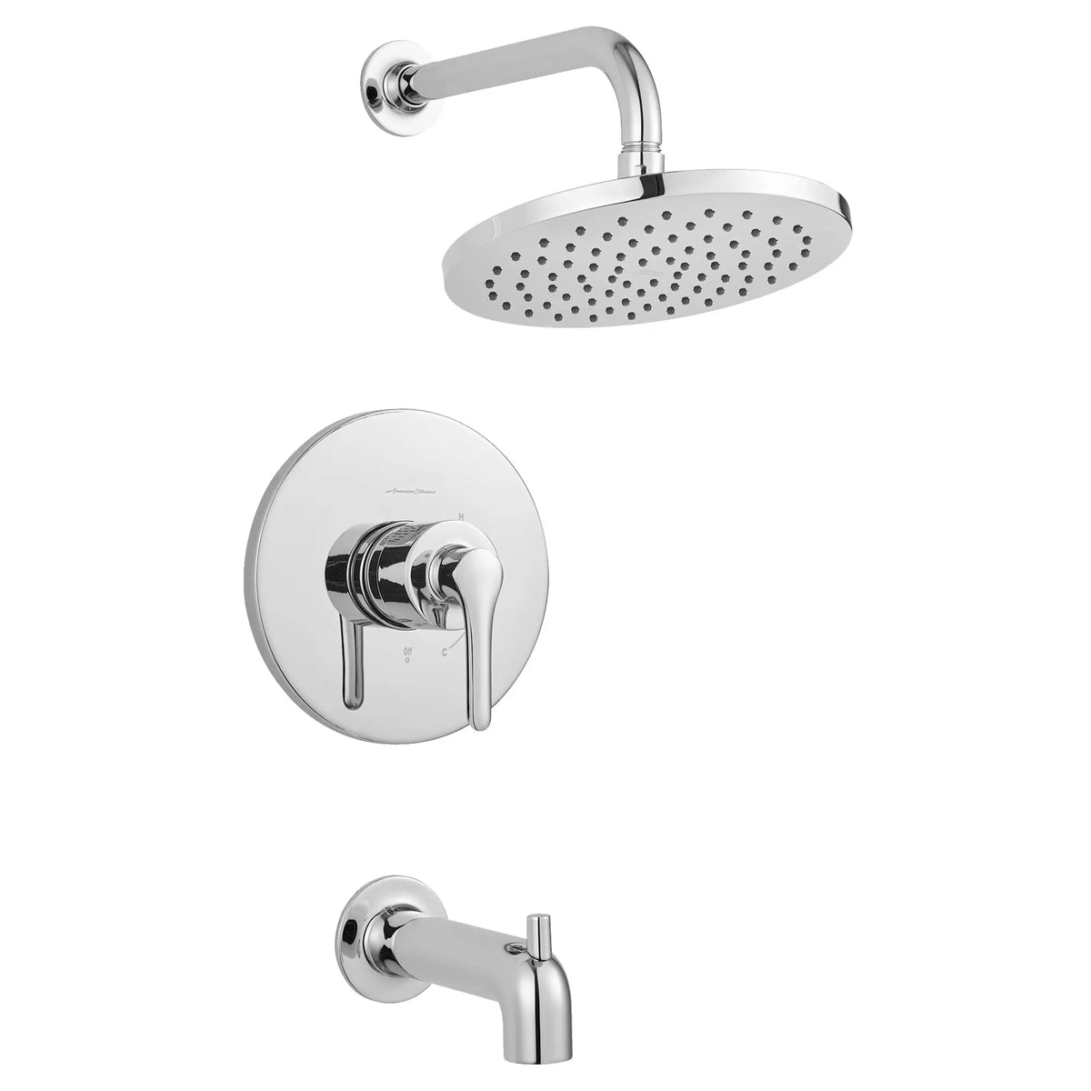 American Standard Studio S 1.8 gpm/6.8 L/min Tub and Shower Trim Kit With Rain Showerhead, Double Ceramic Pressure Balance Cartridge With Lever Handle - Polished Chrome
