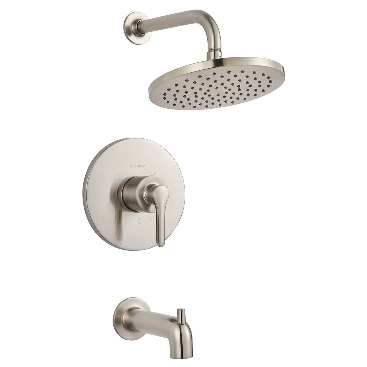 American Standard Studio S 1.8 gpm/6.8 L/min Tub and Shower Trim Kit With Rain Showerhead, Double Ceramic Pressure Balance Cartridge With Lever Handle - Brushed Nickel