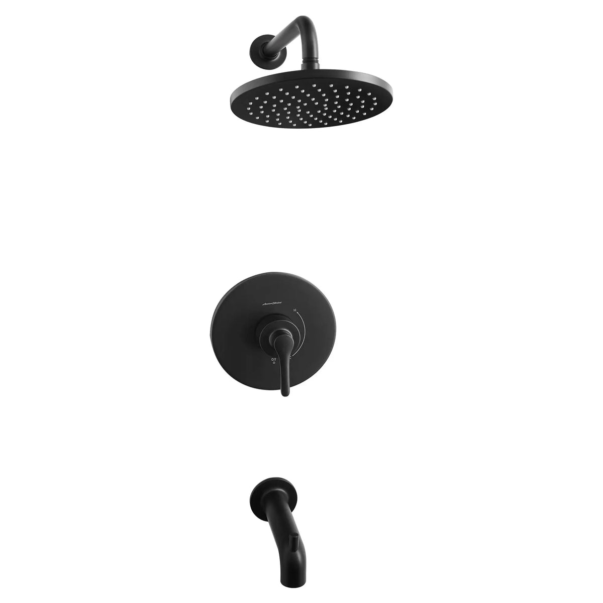 American Standard Studio S 1.8 gpm/6.8 L/min Tub and Shower Trim Kit With Rain Showerhead, Double Ceramic Pressure Balance Cartridge With Lever Handle - Matte Black