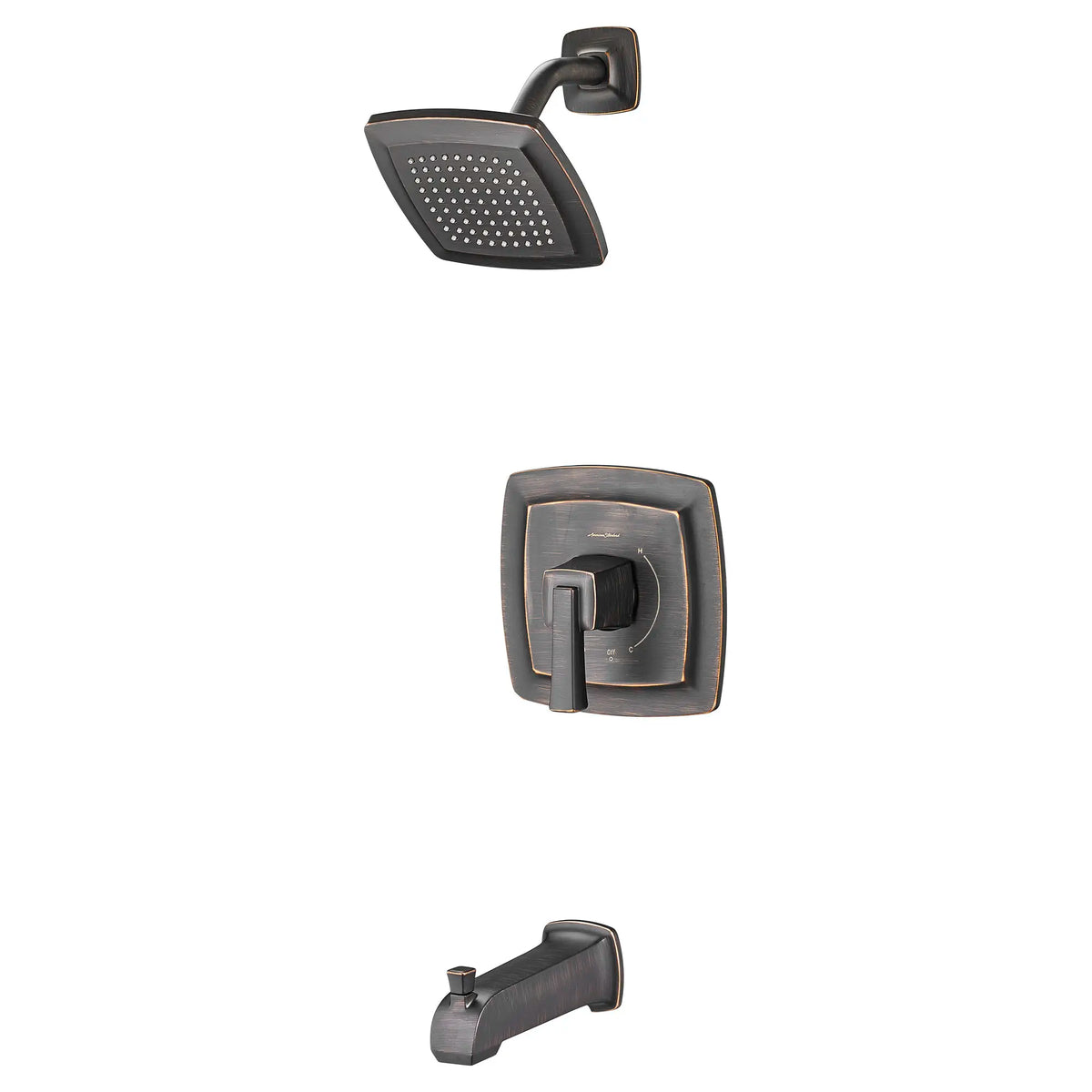 American Standard Townsend 2.5 gpm/9.5L/min Tub and Shower Trim Kit With Rain Showerhead, Double Ceramic Pressure Balance Cartridge With Lever Handle - details