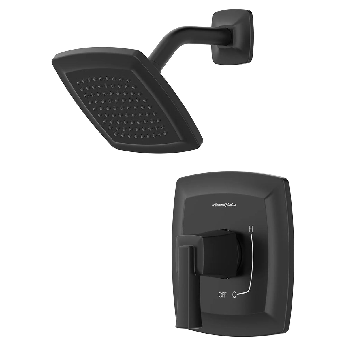 American Standard Townsend 1.75 gpm/6.6 L/min Shower Trim Kit With Water-Saving Showerhead, Double Ceramic Pressure Balance Cartridge With Lever Handle - Matte Black